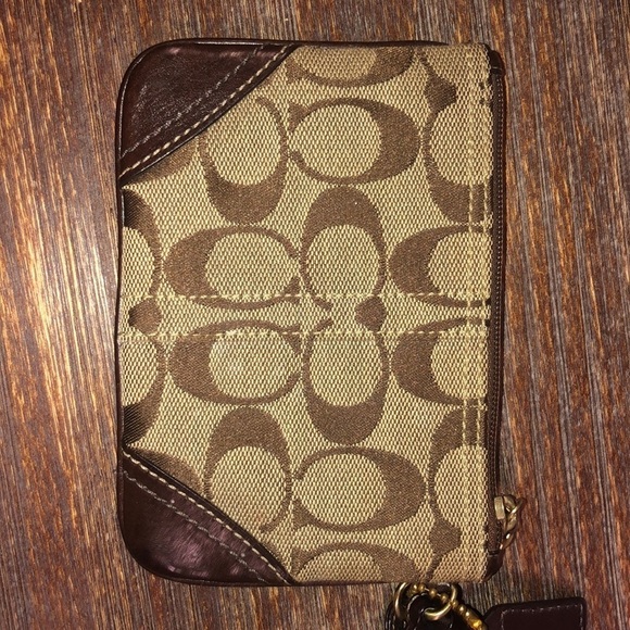 Coach Brown Tan Monogram Wristlet - Picture 5 of 6